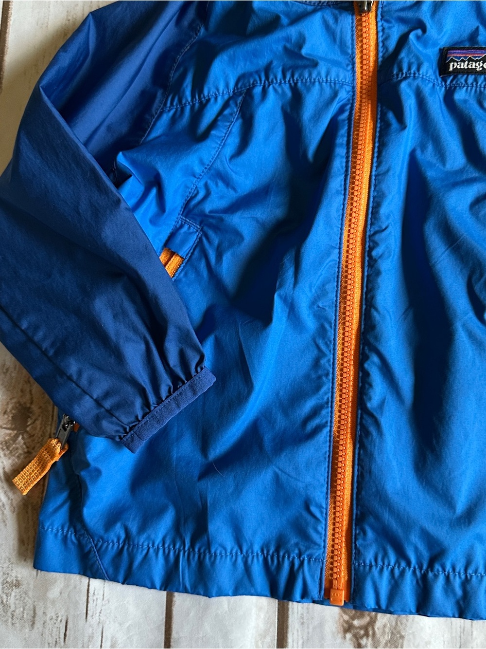 Patagonia blue jacket light wear jacket removable hood vguc 12/18 - Picture 3 of 13
